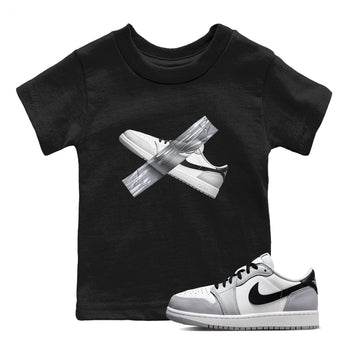1s Wolf Grey shirts to match jordans Duct Tape sneaker match tees Air Jordan 1 Wolf Grey SNRT Sneaker Tees streetwear brand Baby and Youth Black 1 cotton tee