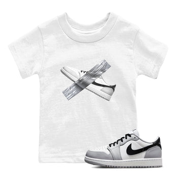 1s Wolf Grey shirts to match jordans Duct Tape sneaker match tees Air Jordan 1 Wolf Grey SNRT Sneaker Tees streetwear brand Baby and Youth White 1 cotton tee