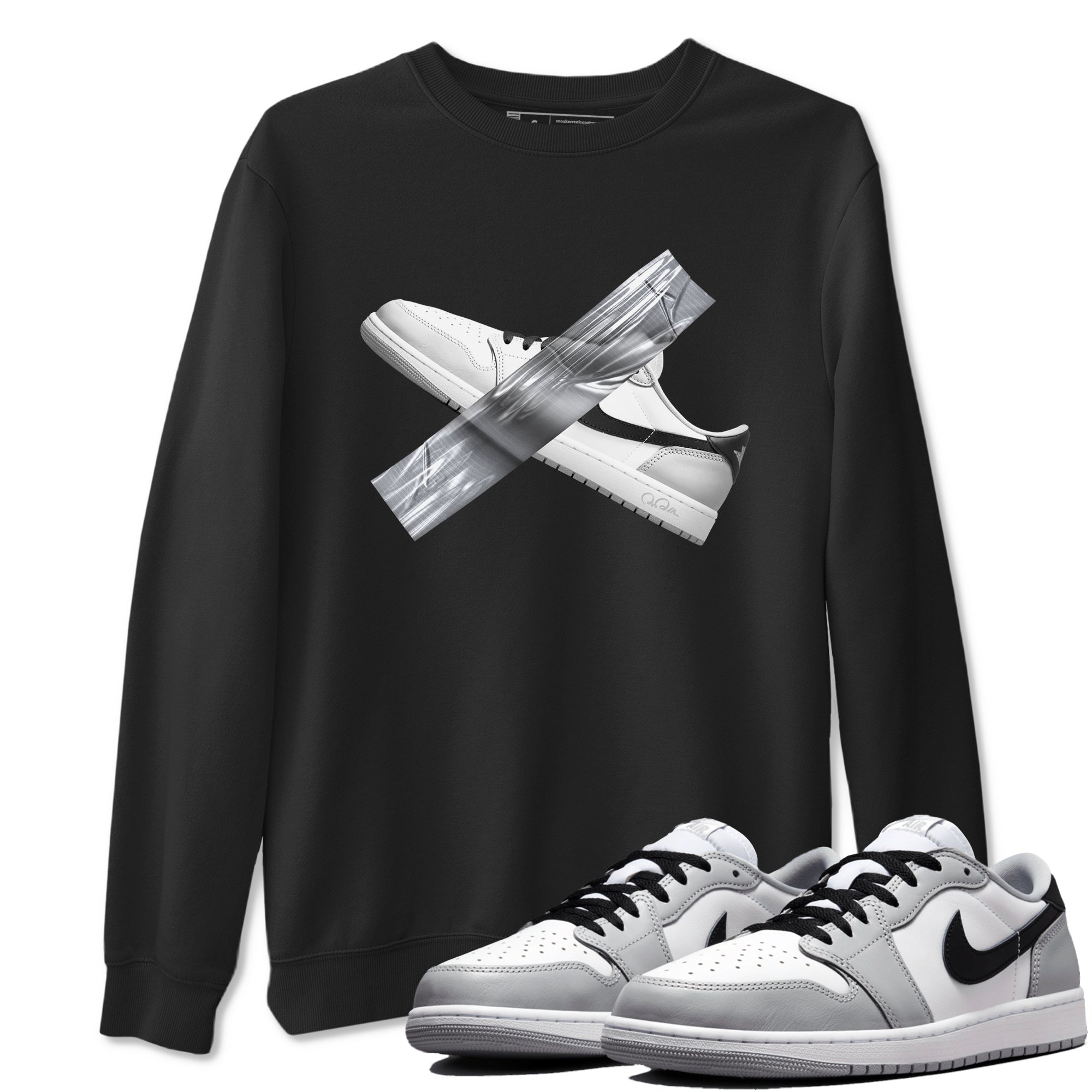 1s Wolf Grey shirts to match jordans Duct Tape sneaker match tees Air Jordan 1 Wolf Grey SNRT Sneaker Tees streetwear brand Black 1 unisex cotton tee
