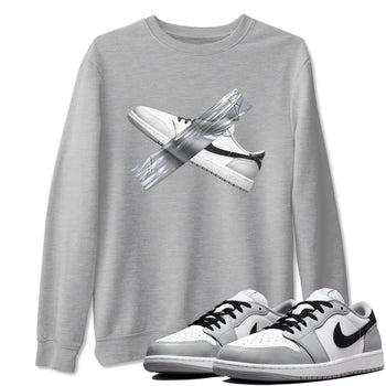 1s Wolf Grey shirts to match jordans Duct Tape sneaker match tees Air Jordan 1 Wolf Grey SNRT Sneaker Tees streetwear brand Heather Grey 1 unisex cotton tee