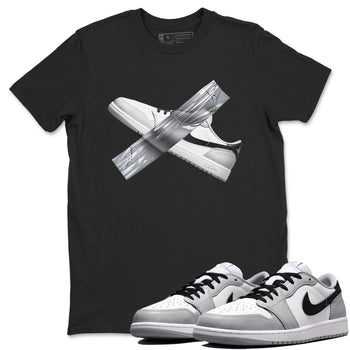 1s Wolf Grey shirts to match jordans Duct Tape sneaker match tees Air Jordan 1 Wolf Grey SNRT Sneaker Tees streetwear brand Black 1 unisex cotton tee