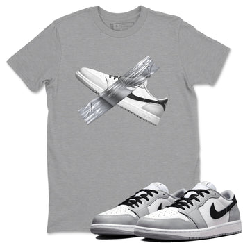 1s Wolf Grey shirts to match jordans Duct Tape sneaker match tees Air Jordan 1 Wolf Grey SNRT Sneaker Tees streetwear brand Heather Grey 1 unisex cotton tee