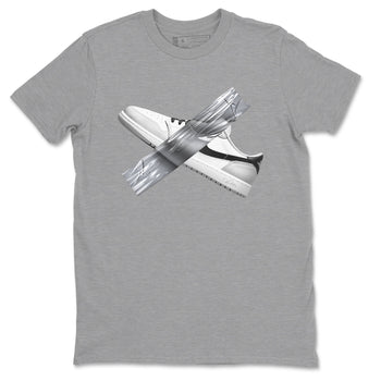 1s Wolf Grey shirts to match jordans Duct Tape sneaker match tees Air Jordan 1 Wolf Grey SNRT Sneaker Tees streetwear brand Heather Grey 2 unisex cotton tee