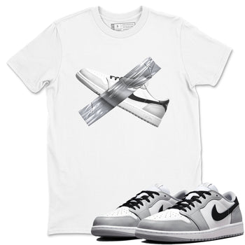 1s Wolf Grey shirts to match jordans Duct Tape sneaker match tees Air Jordan 1 Wolf Grey SNRT Sneaker Tees streetwear brand White 1 unisex cotton tee