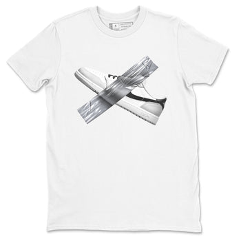 1s Wolf Grey shirts to match jordans Duct Tape sneaker match tees Air Jordan 1 Wolf Grey SNRT Sneaker Tees streetwear brand White 2 unisex cotton tee