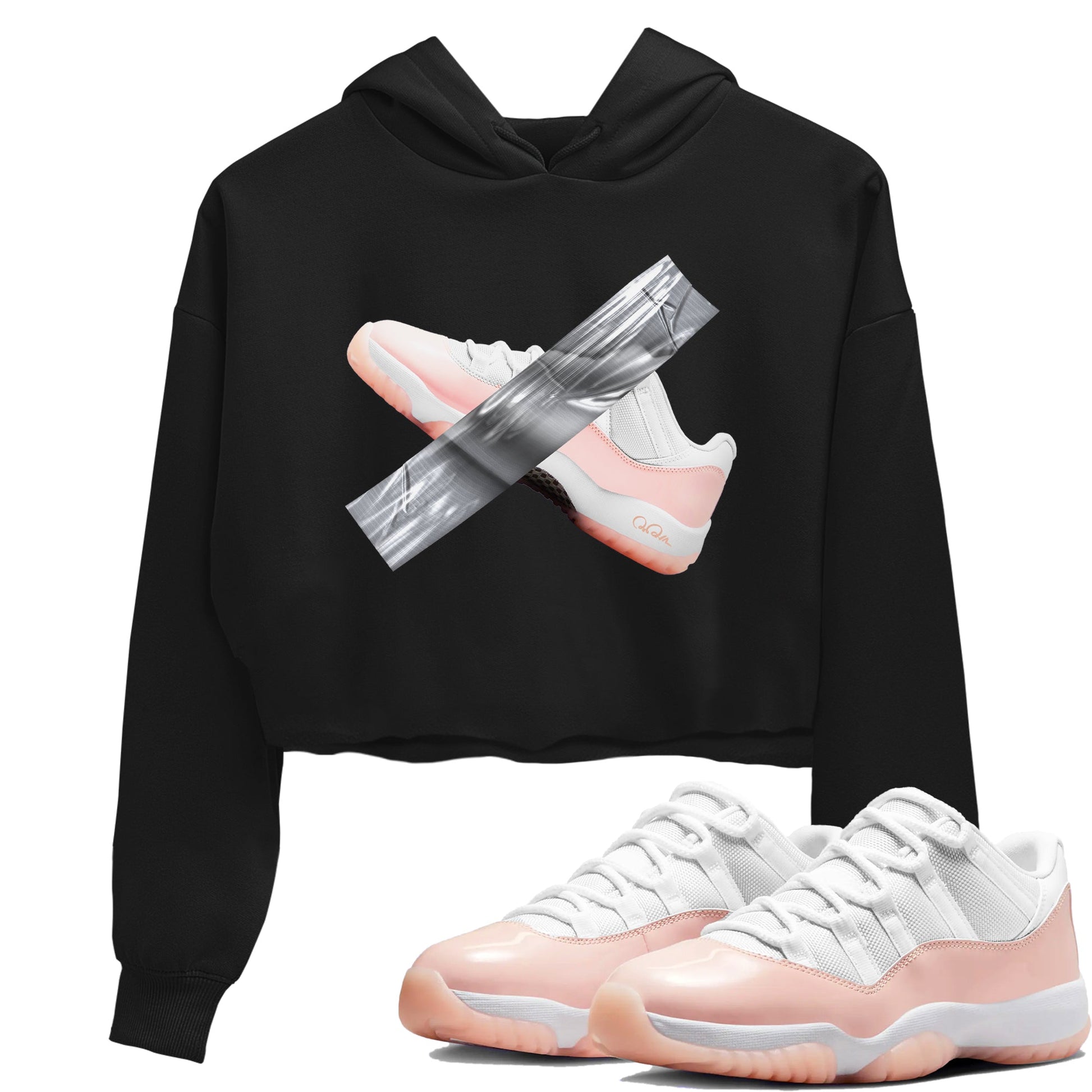 11s Legend Pink shirts to match jordans Duct Tape sneaker match tees Air Jordan 11 Legend Pink SNRT Sneaker Tees streetwear brand Black 1 crop tee
