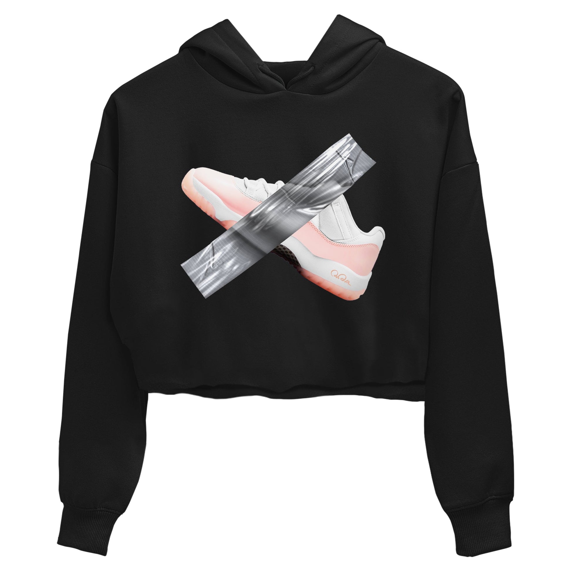 11s Legend Pink shirts to match jordans Duct Tape sneaker match tees Air Jordan 11 Legend Pink SNRT Sneaker Tees streetwear brand Black 2 crop tee