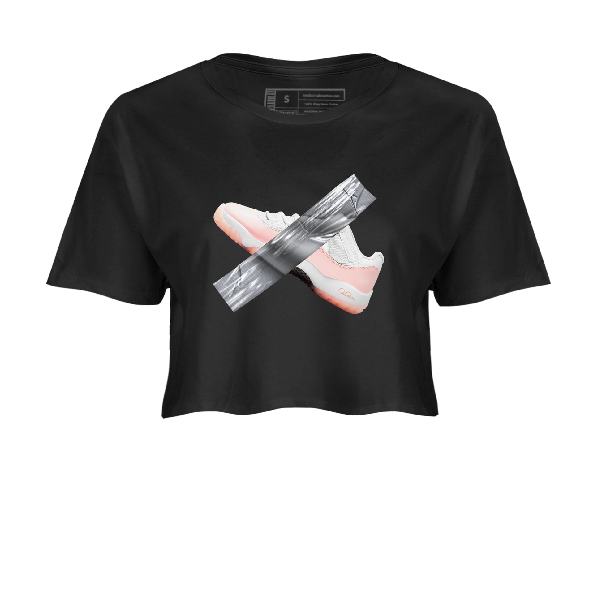 11s Legend Pink shirts to match jordans Duct Tape sneaker match tees Air Jordan 11 Legend Pink SNRT Sneaker Tees streetwear brand Black 2 crop tee
