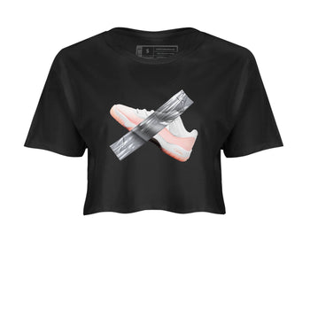 11s Legend Pink shirts to match jordans Duct Tape sneaker match tees Air Jordan 11 Legend Pink SNRT Sneaker Tees streetwear brand Black 2 crop tee