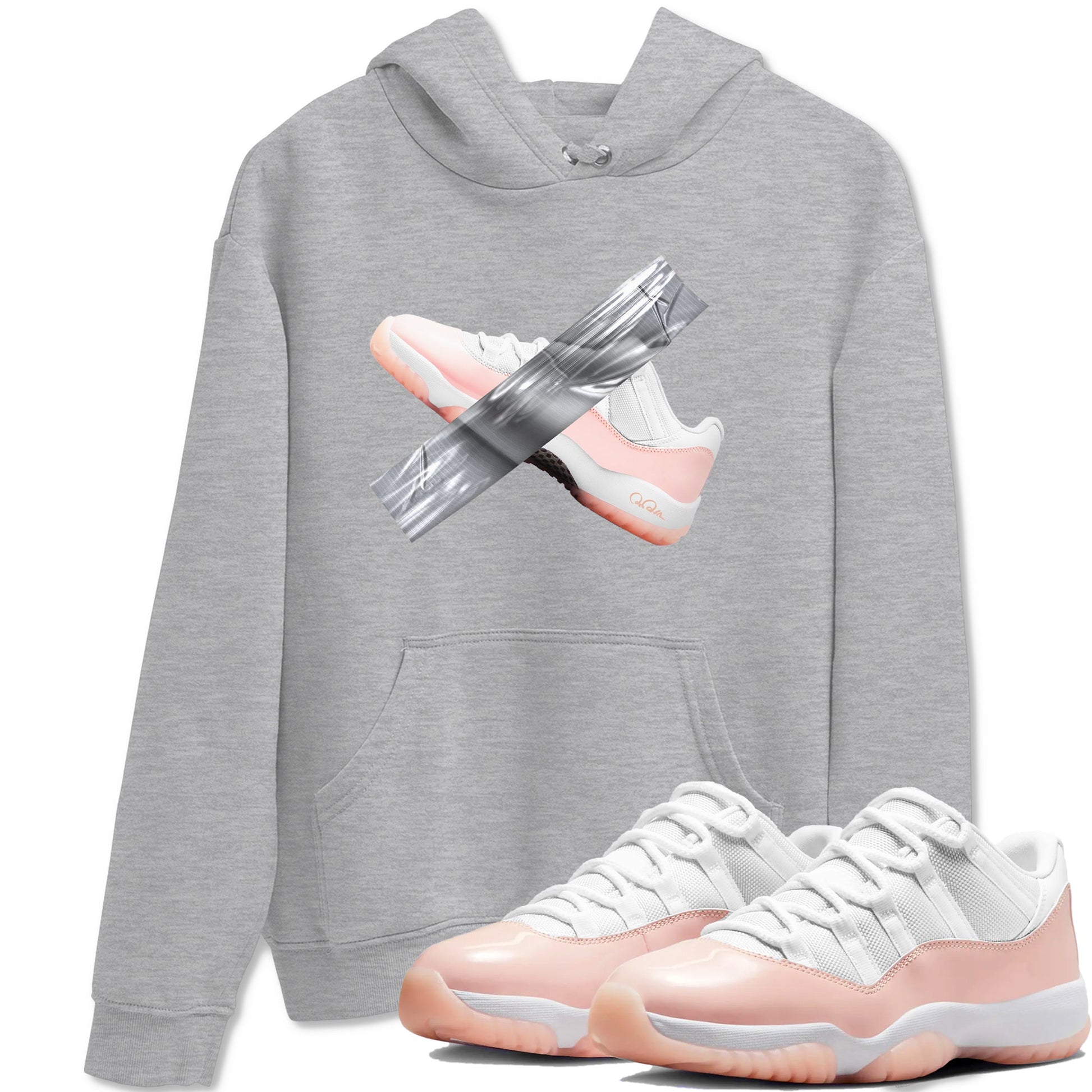 11s Legend Pink shirts to match jordans Duct Tape sneaker match tees Air Jordan 11 Legend Pink SNRT Sneaker Tees streetwear brand Heather Grey 1 unisex cotton tee