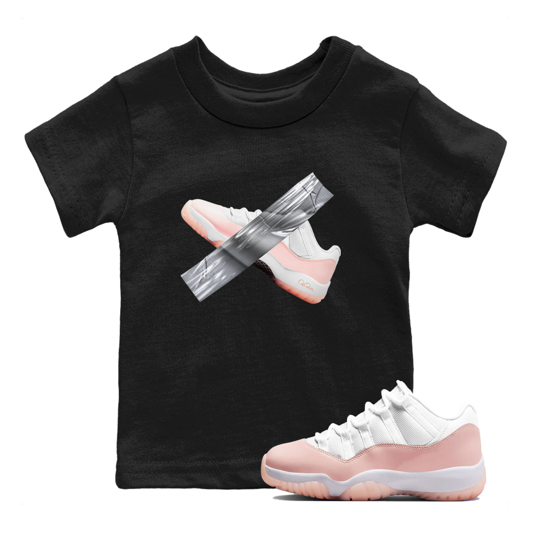 11s Legend Pink shirts to match jordans Duct Tape sneaker match tees Air Jordan 11 Legend Pink SNRT Sneaker Tees streetwear brand Baby and Youth Black 1 cotton tee