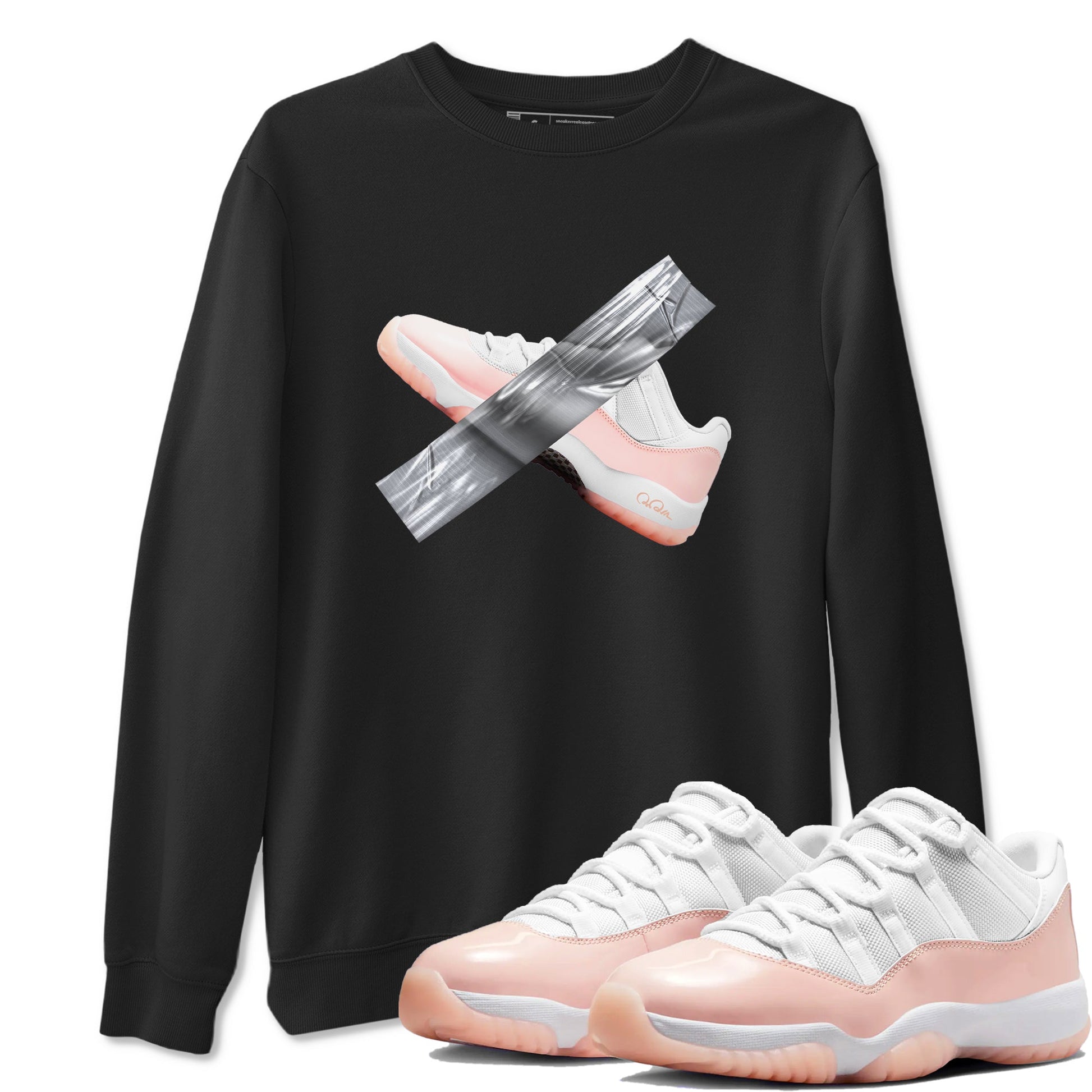 11s Legend Pink shirts to match jordans Duct Tape sneaker match tees Air Jordan 11 Legend Pink SNRT Sneaker Tees streetwear brand Black 1 unisex cotton tee