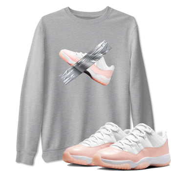 11s Legend Pink shirts to match jordans Duct Tape sneaker match tees Air Jordan 11 Legend Pink SNRT Sneaker Tees streetwear brand Heather Grey 1 unisex cotton tee