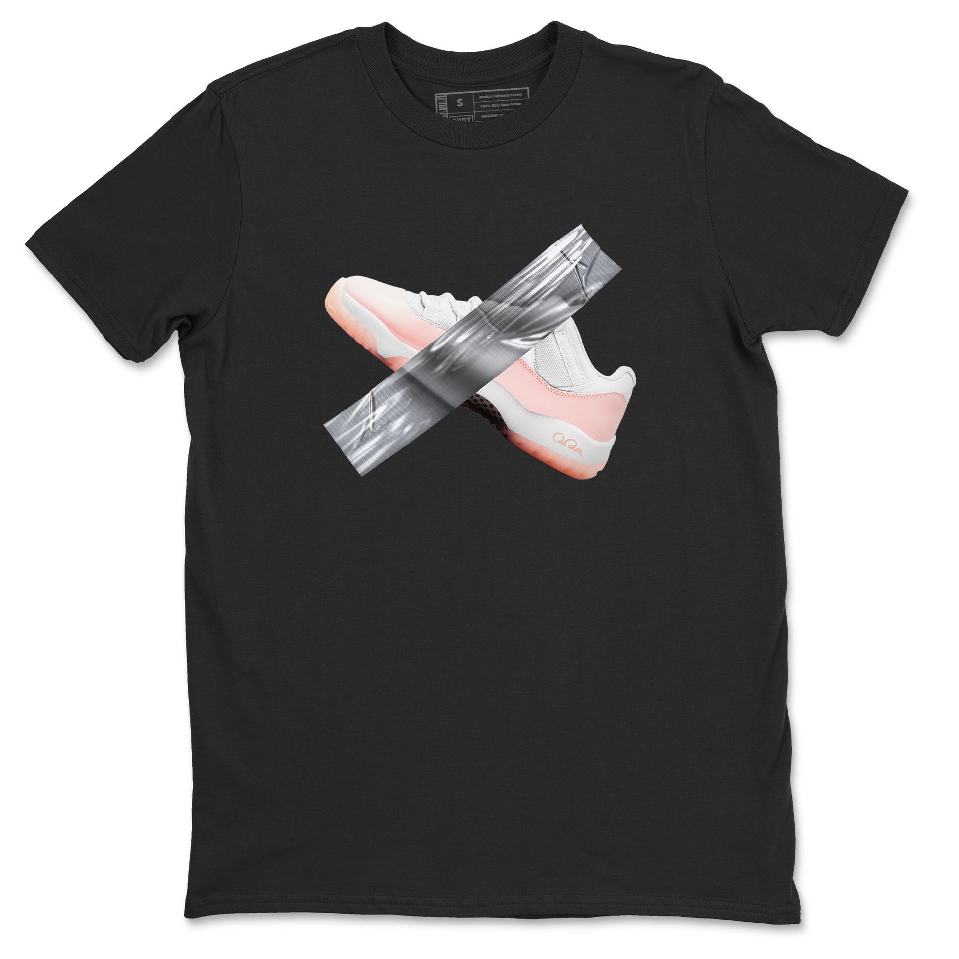 11s Legend Pink shirts to match jordans Duct Tape sneaker match tees Air Jordan 11 Legend Pink SNRT Sneaker Tees streetwear brand Black 2 unisex cotton tee