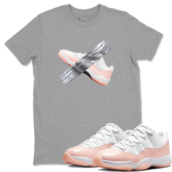11s Legend Pink shirts to match jordans Duct Tape sneaker match tees Air Jordan 11 Legend Pink SNRT Sneaker Tees streetwear brand Heather Grey 1 unisex cotton tee