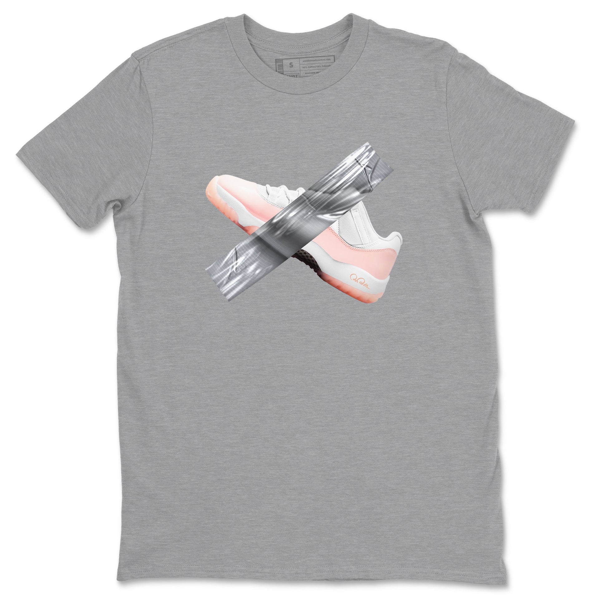 11s Legend Pink shirts to match jordans Duct Tape sneaker match tees Air Jordan 11 Legend Pink SNRT Sneaker Tees streetwear brand Heather Grey 2 unisex cotton tee