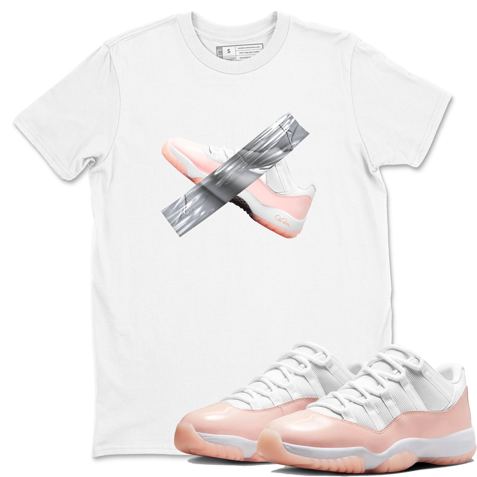 11s Legend Pink shirts to match jordans Duct Tape sneaker match tees Air Jordan 11 Legend Pink SNRT Sneaker Tees streetwear brand White 1 unisex cotton tee