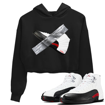 12s Taxi Flip shirts to match jordans Duct Tape sneaker match tees Air Jordan 12 Taxi Flip SNRT Sneaker Tees streetwear brand Black 1 crop tee
