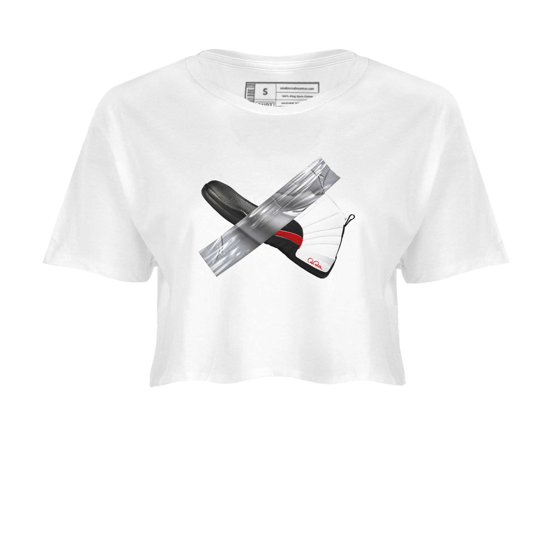 12s Taxi Flip shirts to match jordans Duct Tape sneaker match tees Air Jordan 12 Taxi Flip SNRT Sneaker Tees streetwear brand White 2 crop tee