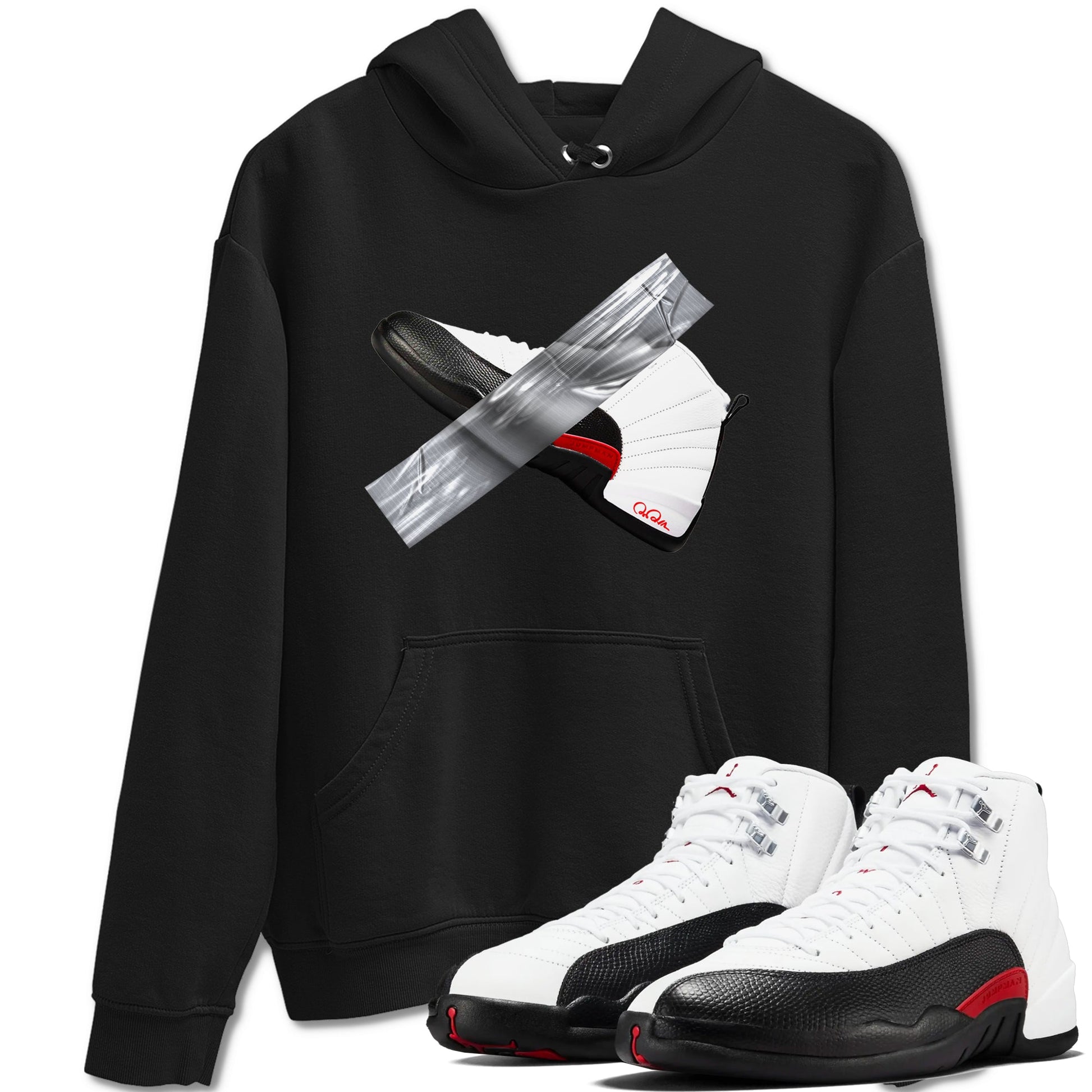 12s Taxi Flip shirts to match jordans Duct Tape sneaker match tees Air Jordan 12 Taxi Flip SNRT Sneaker Tees streetwear brand Black 1 unisex cotton tee