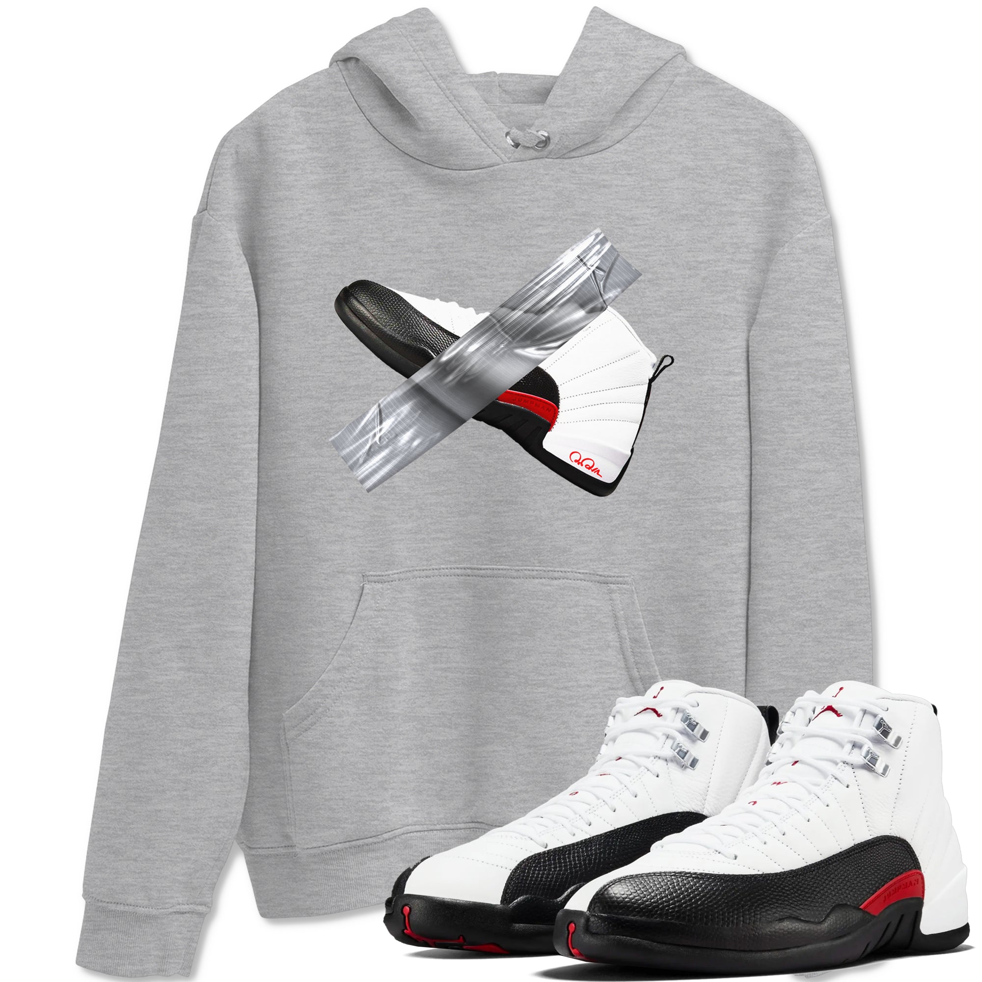 12s Taxi Flip shirts to match jordans Duct Tape sneaker match tees Air Jordan 12 Taxi Flip SNRT Sneaker Tees streetwear brand Heather Grey 1 unisex cotton tee