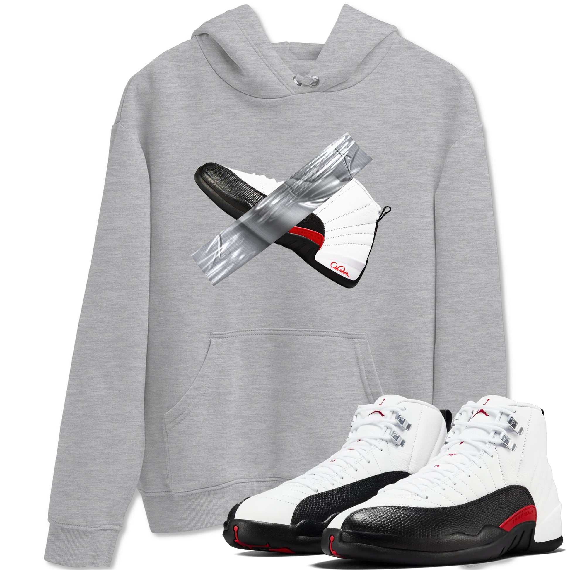 12s Taxi Flip shirts to match jordans Duct Tape sneaker match tees Air Jordan 12 Taxi Flip SNRT Sneaker Tees streetwear brand Heather Grey 1 unisex cotton tee