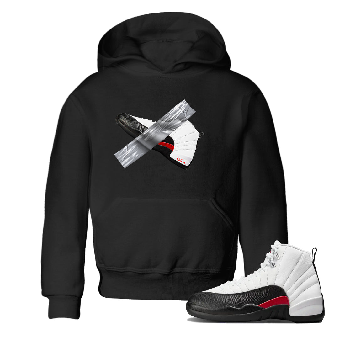 12s Taxi Flip shirts to match jordans Duct Tape sneaker match tees Air Jordan 12 Taxi Flip SNRT Sneaker Tees streetwear brand Baby and Youth Black 1 cotton tee