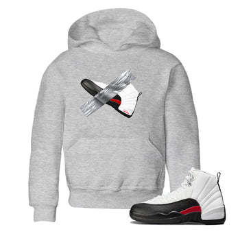 12s Taxi Flip shirts to match jordans Duct Tape sneaker match tees Air Jordan 12 Taxi Flip SNRT Sneaker Tees streetwear brand Baby and Youth Heather Grey 1 cotton tee
