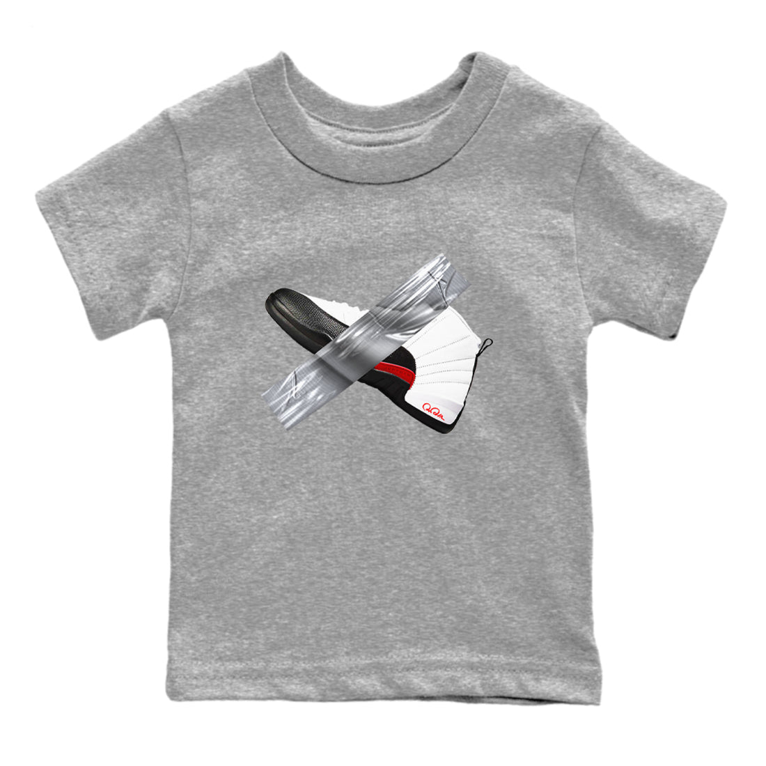 12s Taxi Flip shirts to match jordans Duct Tape sneaker match tees Air Jordan 12 Taxi Flip SNRT Sneaker Tees streetwear brand Baby and Youth Heather Grey 2 cotton tee