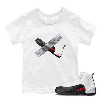 12s Taxi Flip shirts to match jordans Duct Tape sneaker match tees Air Jordan 12 Taxi Flip SNRT Sneaker Tees streetwear brand Baby and Youth White 1 cotton tee