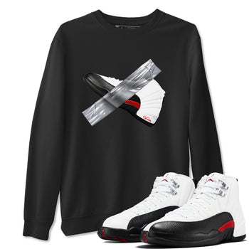 12s Taxi Flip shirts to match jordans Duct Tape sneaker match tees Air Jordan 12 Taxi Flip SNRT Sneaker Tees streetwear brand Black 1 unisex cotton tee