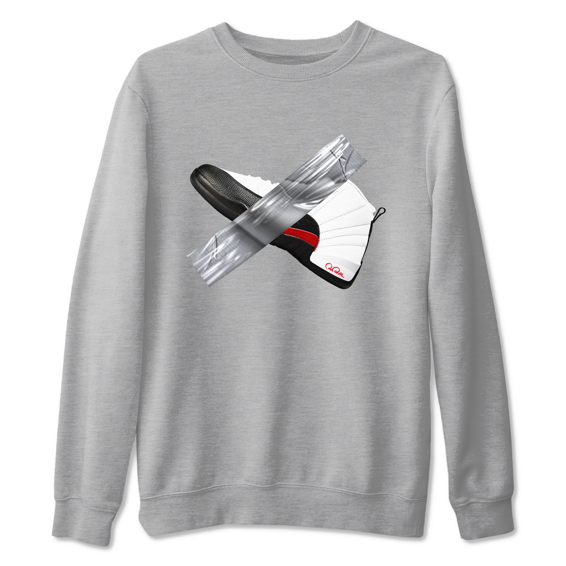 12s Taxi Flip shirts to match jordans Duct Tape sneaker match tees Air Jordan 12 Taxi Flip SNRT Sneaker Tees streetwear brand Heather Grey 2 unisex cotton tee
