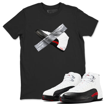 12s Taxi Flip shirts to match jordans Duct Tape sneaker match tees Air Jordan 12 Taxi Flip SNRT Sneaker Tees streetwear brand Black 1 unisex cotton tee