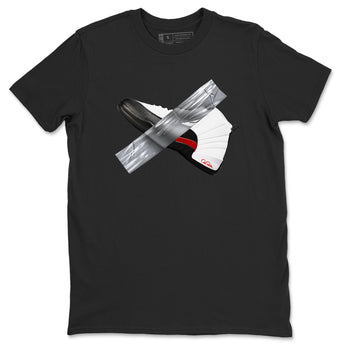 12s Taxi Flip shirts to match jordans Duct Tape sneaker match tees Air Jordan 12 Taxi Flip SNRT Sneaker Tees streetwear brand Black 2 unisex cotton tee