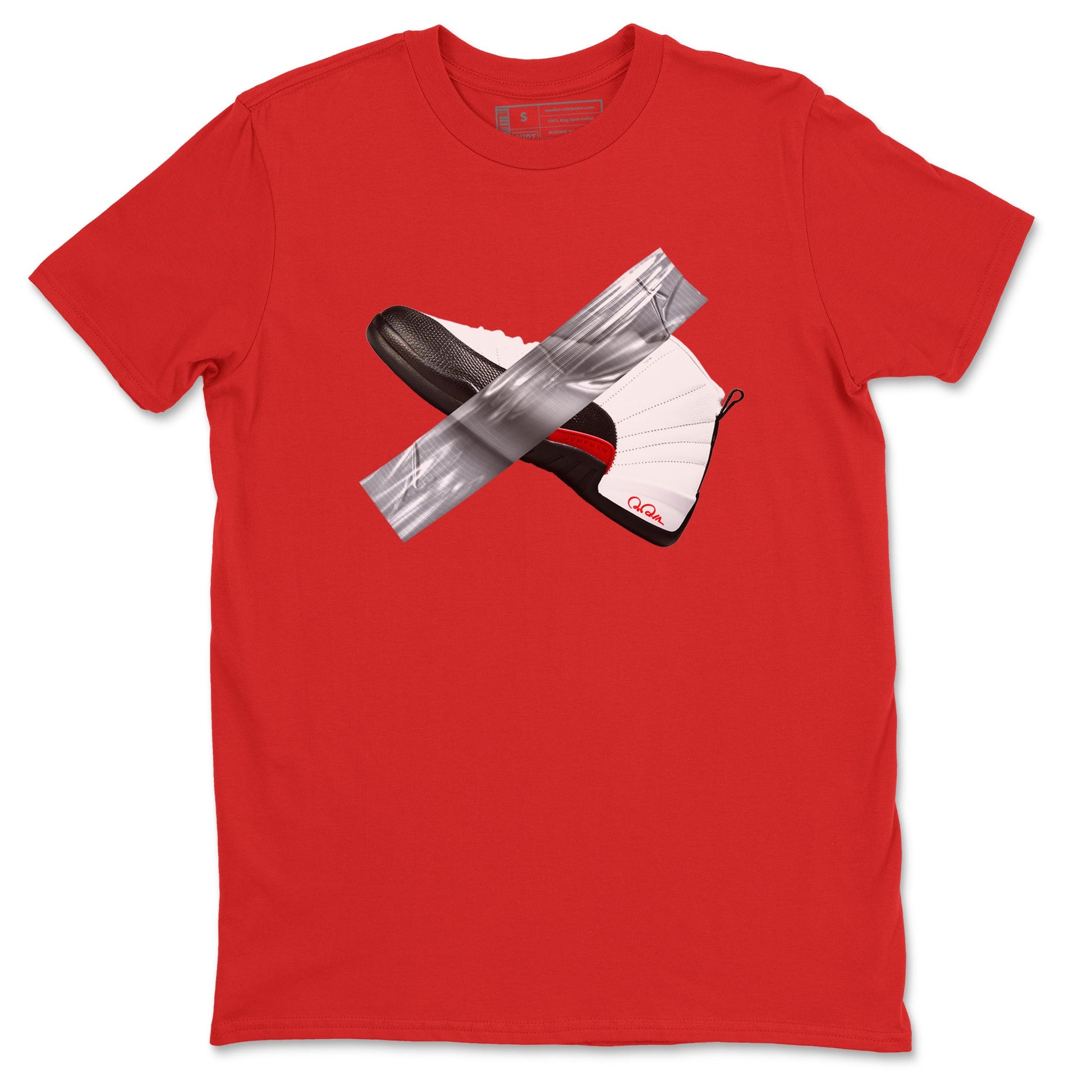 12s Taxi Flip shirts to match jordans Duct Tape sneaker match tees Air Jordan 12 Taxi Flip SNRT Sneaker Tees streetwear brand Red 2 unisex cotton tee