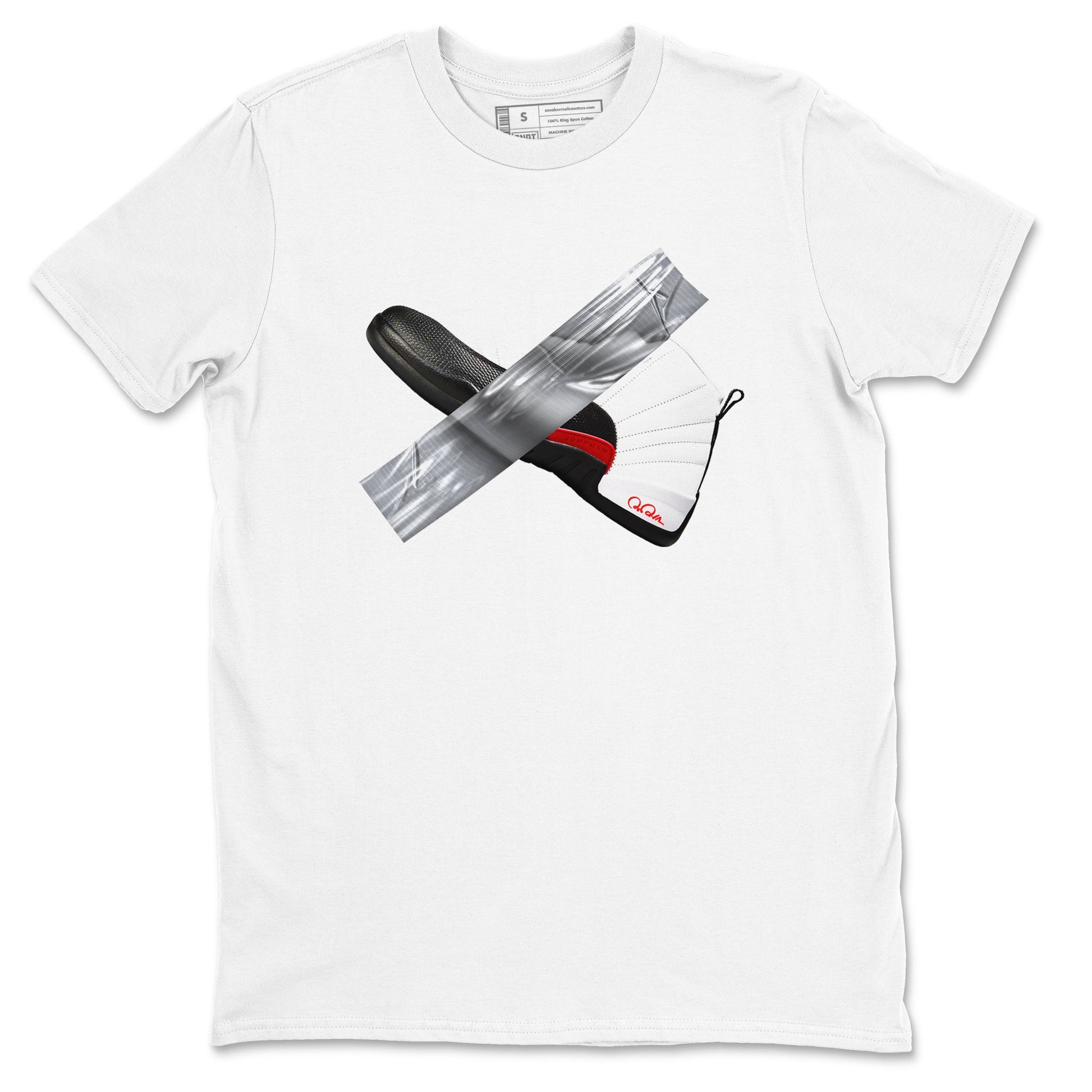 12s Taxi Flip shirts to match jordans Duct Tape sneaker match tees Air Jordan 12 Taxi Flip SNRT Sneaker Tees streetwear brand White 2 unisex cotton tee