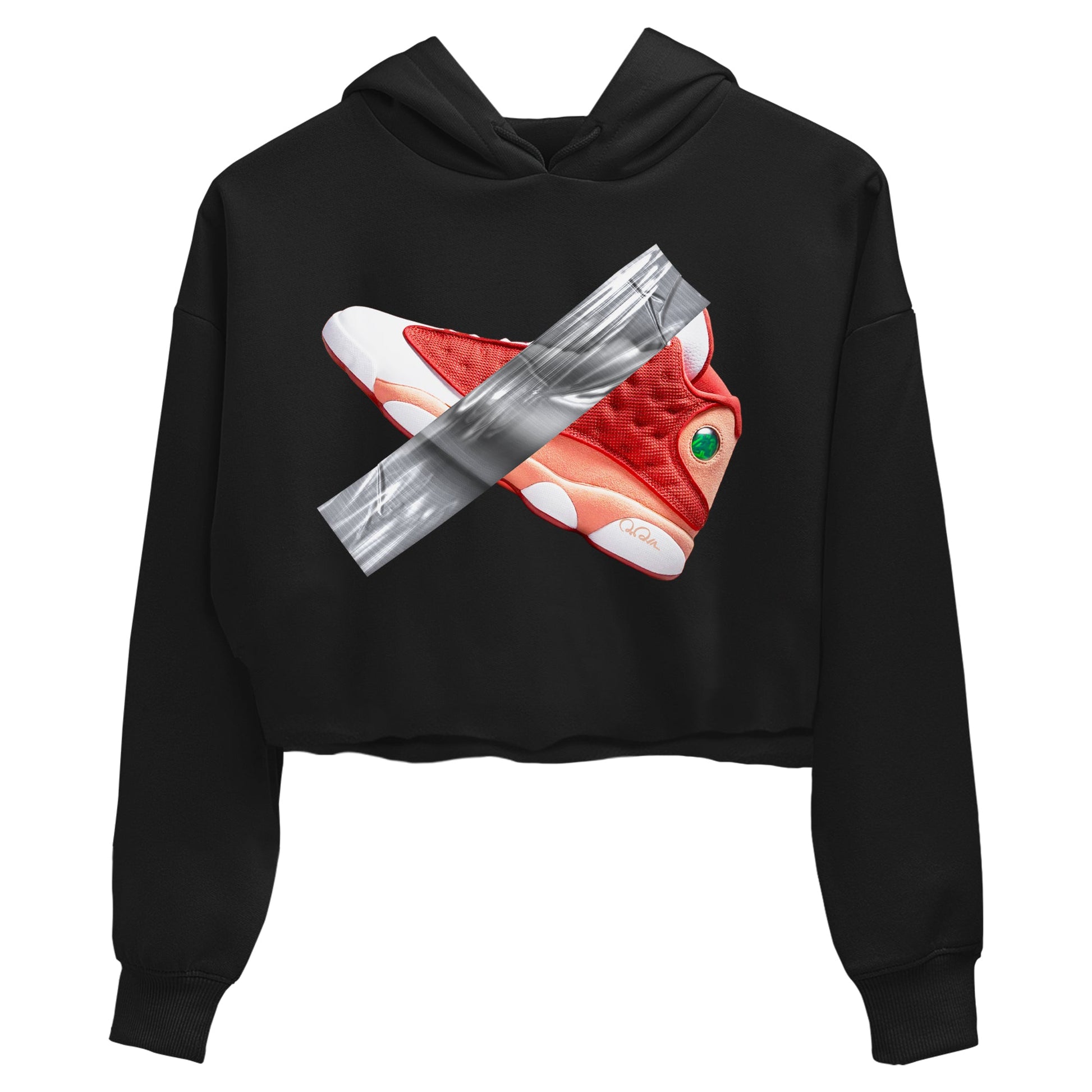 13s Dune Red shirts to match jordans Duct Tape sneaker match tees Air Jordan 13 Dune Red SNRT Sneaker Tees streetwear brand Black 2 crop tee