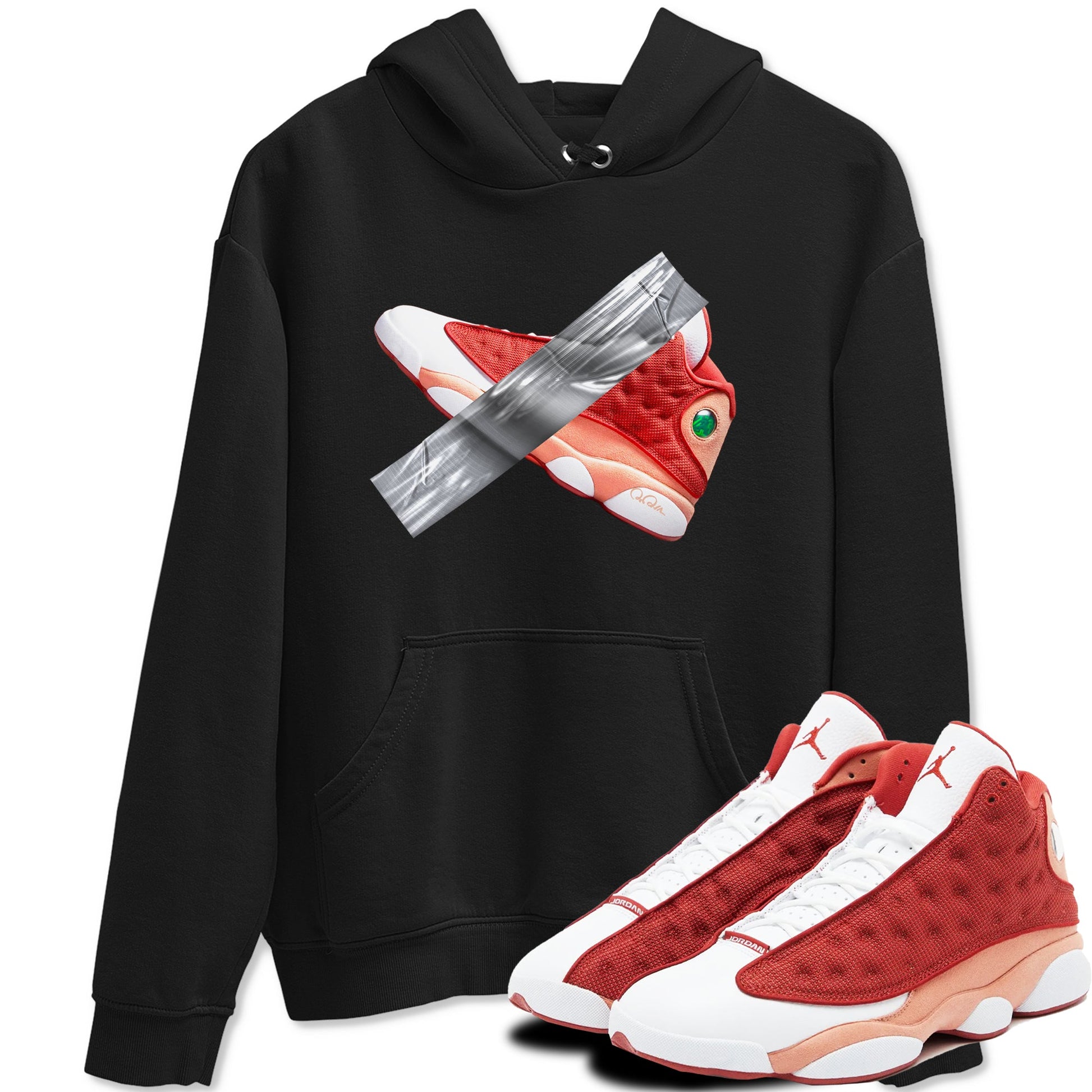 13s Dune Red shirts to match jordans Duct Tape sneaker match tees Air Jordan 13 Dune Red SNRT Sneaker Tees streetwear brand Black 1 unisex cotton tee