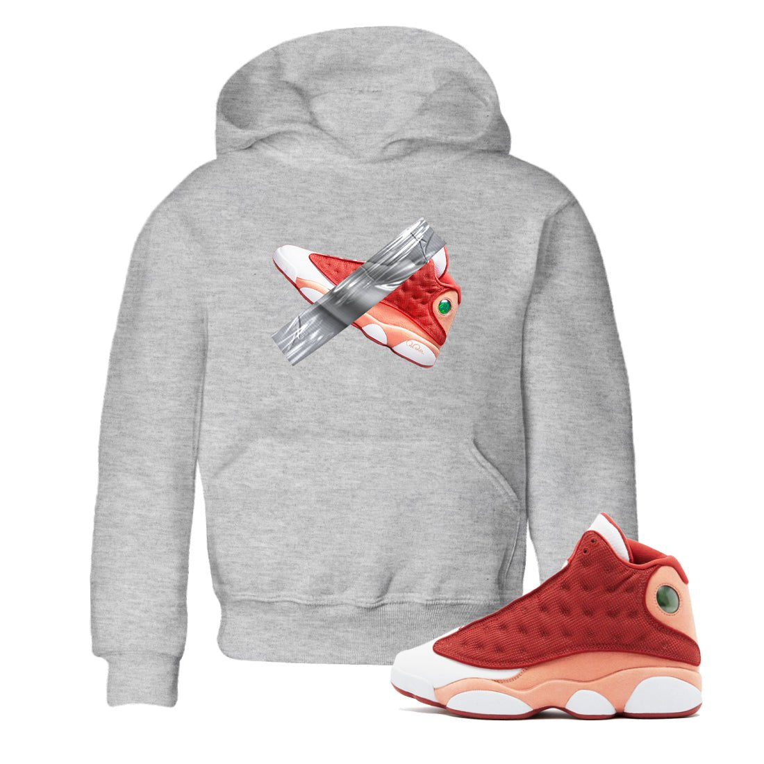 13s Dune Red shirts to match jordans Duct Tape sneaker match tees Air Jordan 13 Dune Red SNRT Sneaker Tees streetwear brand Baby and Youth Heather Grey 1 cotton tee