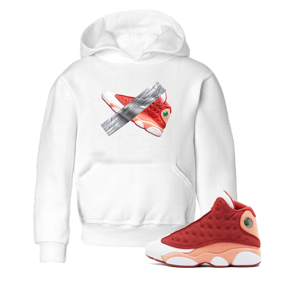13s Dune Red shirts to match jordans Duct Tape sneaker match tees Air Jordan 13 Dune Red SNRT Sneaker Tees streetwear brand Baby and Youth White 1 cotton tee