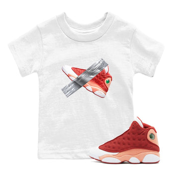 13s Dune Red shirts to match jordans Duct Tape sneaker match tees Air Jordan 13 Dune Red SNRT Sneaker Tees streetwear brand Baby and Youth White 1 cotton tee