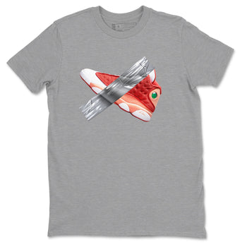 13s Dune Red shirts to match jordans Duct Tape sneaker match tees Air Jordan 13 Dune Red SNRT Sneaker Tees streetwear brand Heather Grey 2 unisex cotton tee