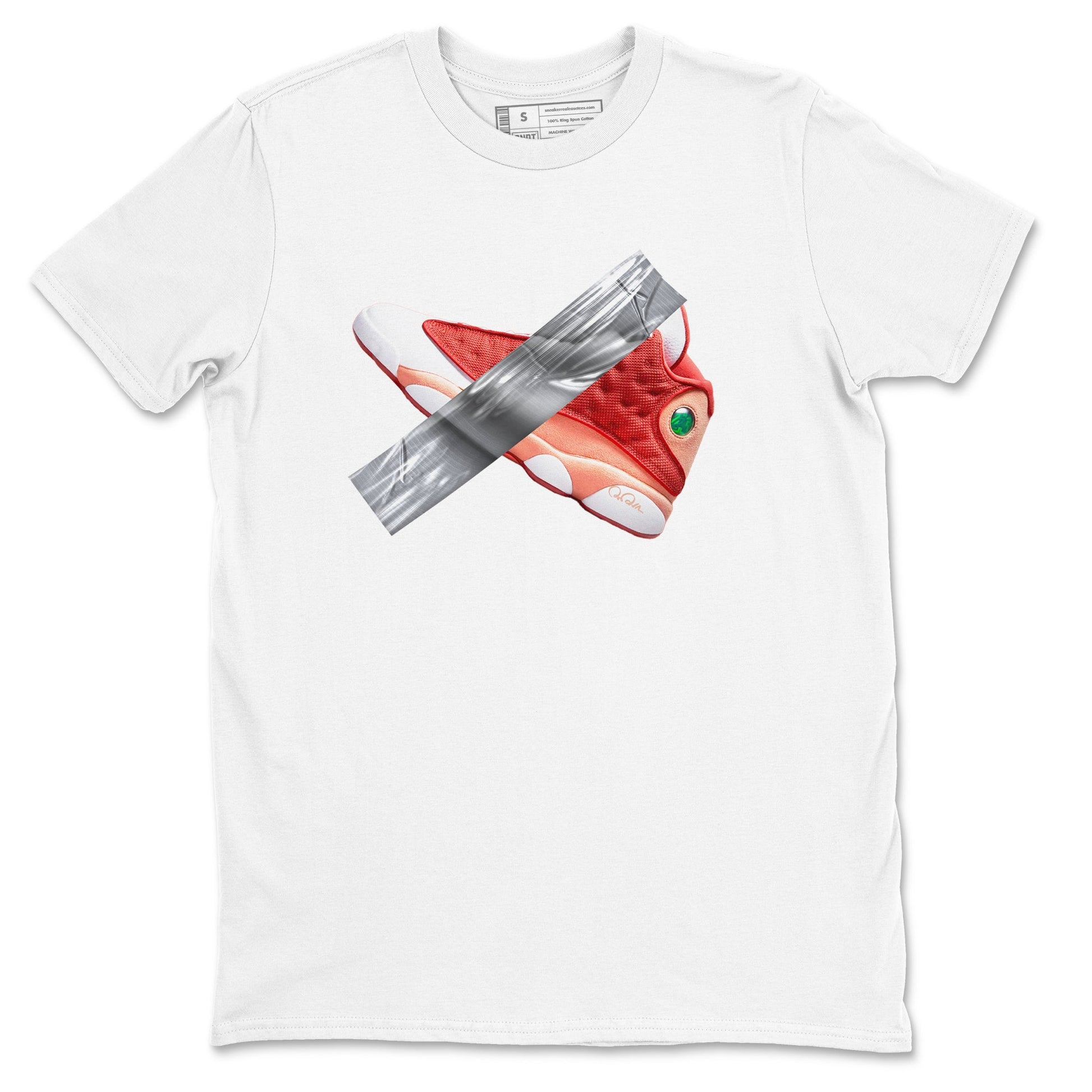 13s Dune Red shirts to match jordans Duct Tape sneaker match tees Air Jordan 13 Dune Red SNRT Sneaker Tees streetwear brand White 2 unisex cotton tee
