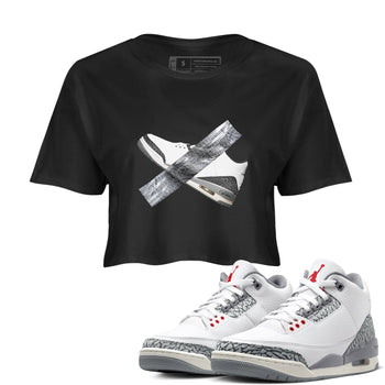 3s Cement Grey shirts to match jordans Duct Tape sneaker match tees Air Jordan 3 Cement Grey SNRT Sneaker Release Tees unisex cotton Black 1 Crop Shirts