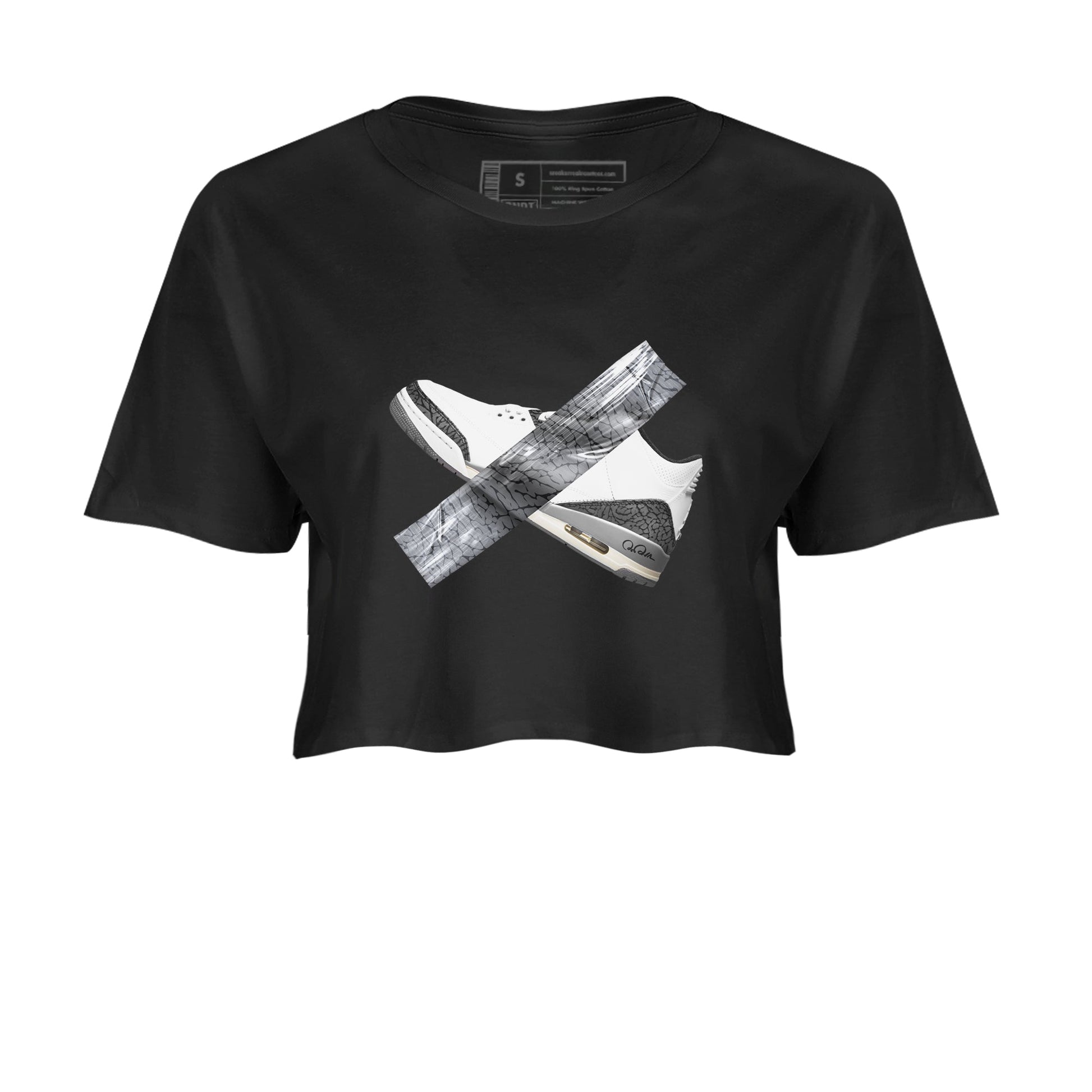 3s Cement Grey shirts to match jordans Duct Tape sneaker match tees Air Jordan 3 Cement Grey SNRT Sneaker Release Tees unisex cotton Black 2 Crop Shirts