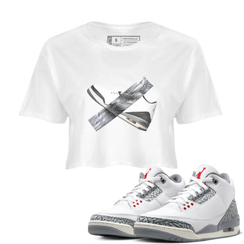 3s Cement Grey shirts to match jordans Duct Tape sneaker match tees Air Jordan 3 Cement Grey SNRT Sneaker Release Tees unisex cotton White 1 Crop Shirts