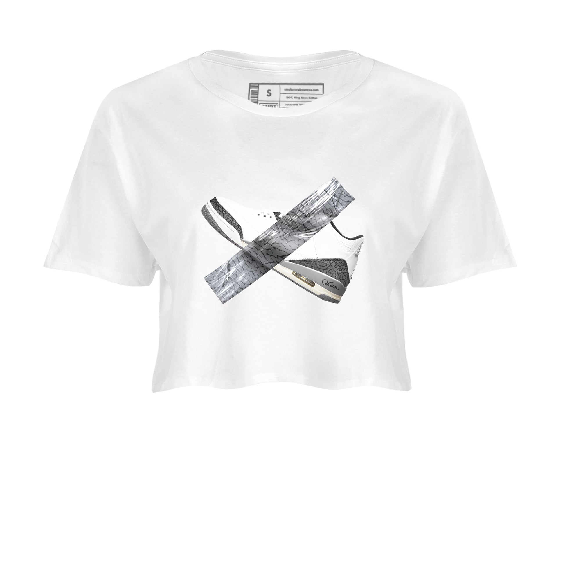 3s Cement Grey shirts to match jordans Duct Tape sneaker match tees Air Jordan 3 Cement Grey SNRT Sneaker Release Tees unisex cotton White 2 Crop Shirts