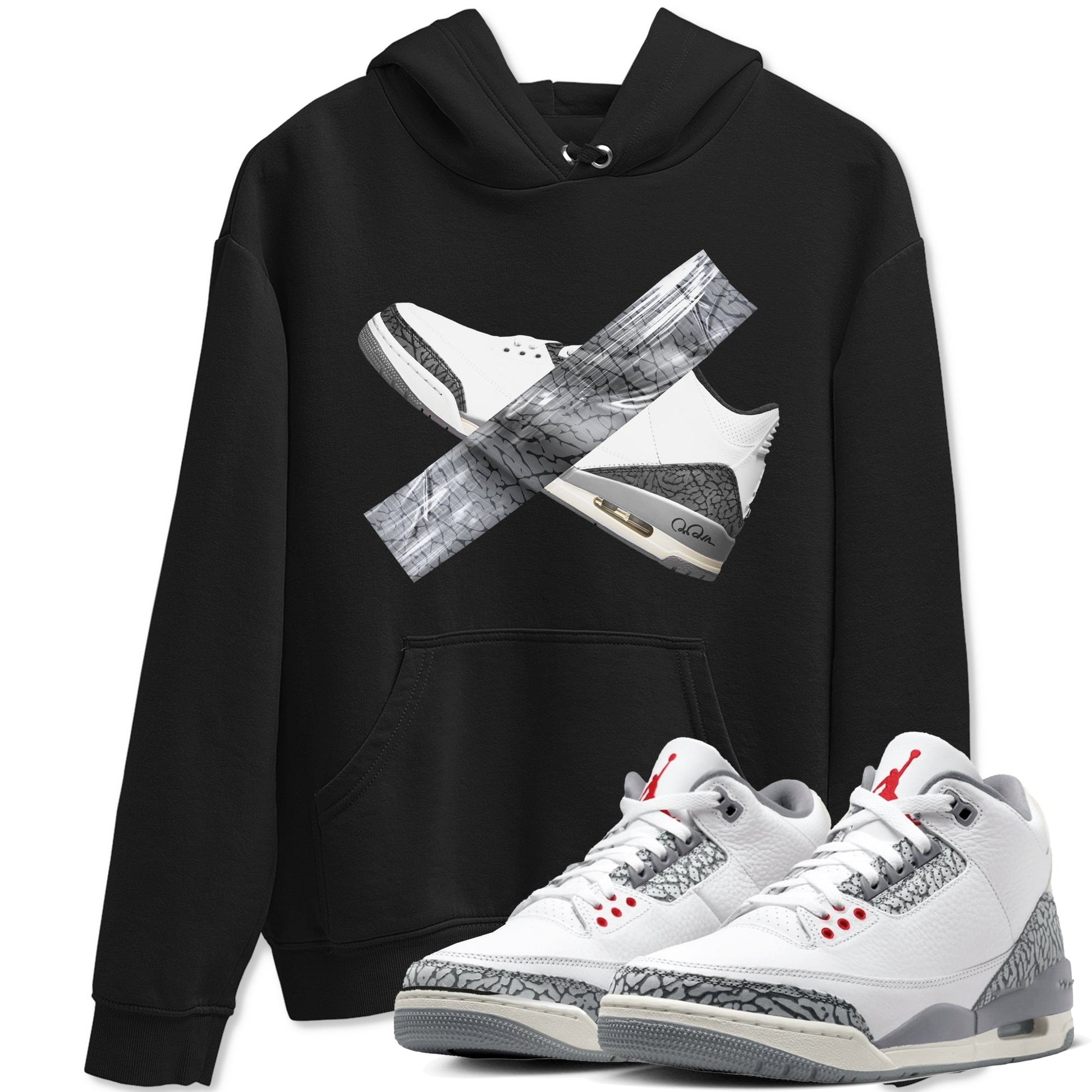 3s Cement Grey shirts to match jordans Duct Tape sneaker match tees Air Jordan 3 Cement Grey SNRT Sneaker Release Tees unisex cotton Black 1 crew neck shirts