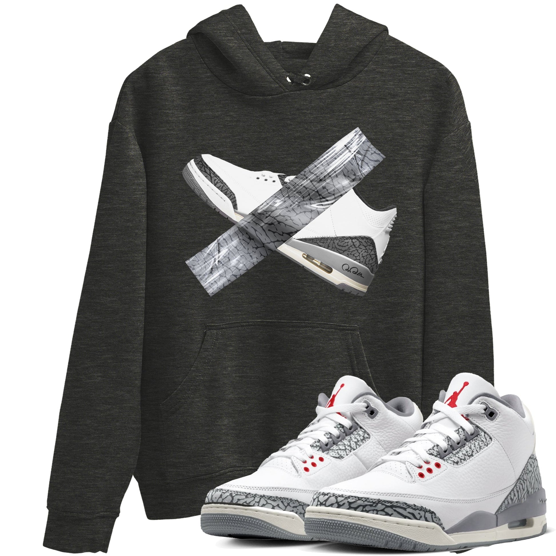 3s Cement Grey shirts to match jordans Duct Tape sneaker match tees Air Jordan 3 Cement Grey SNRT Sneaker Release Tees unisex cotton Charcoal Heather 1 crew neck shirts