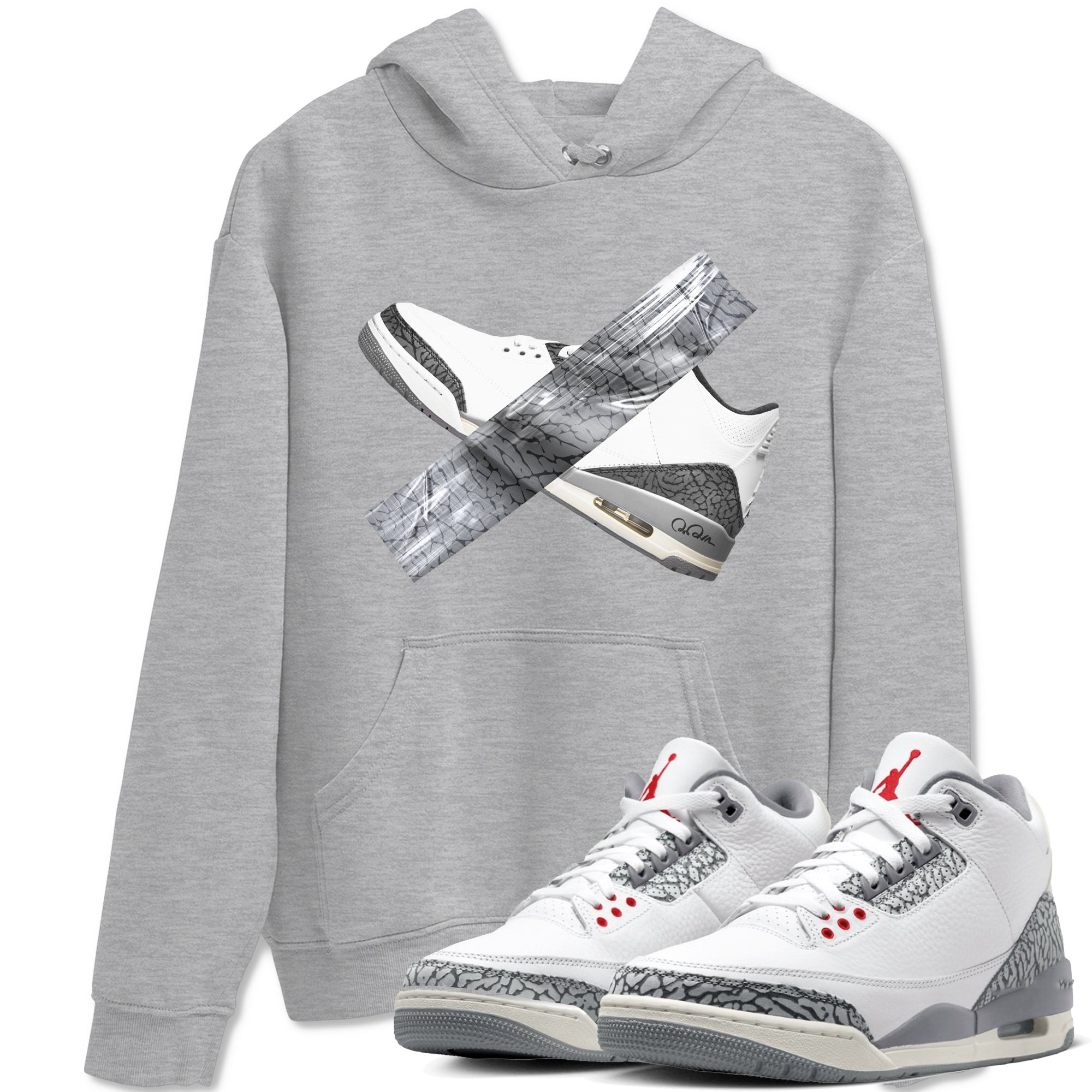 3s Cement Grey shirts to match jordans Duct Tape sneaker match tees Air Jordan 3 Cement Grey SNRT Sneaker Release Tees unisex cotton Heather Grey 1 crew neck shirts